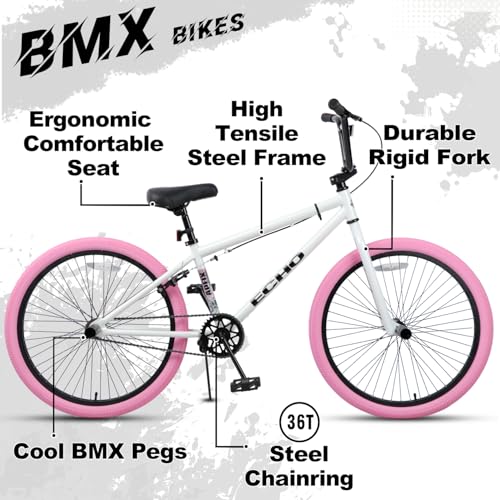 20 24 Inch Beginner BMX Bike Echo, High Tensile Steel Frame,