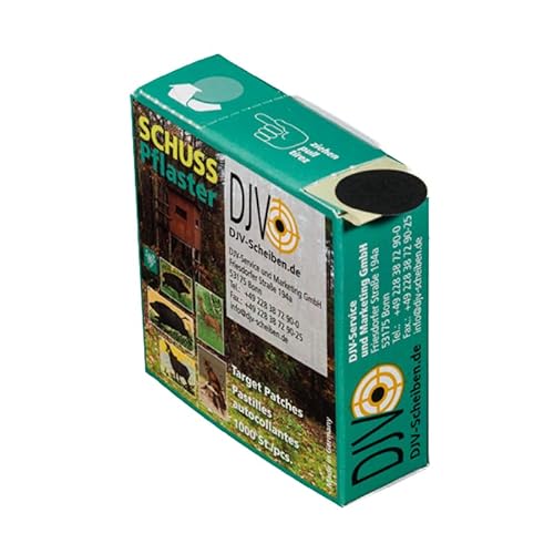 DJV Schusspflaster schwarz Jagdscheibe und Pistolenscheibe - selbstklebend, 1000 Stück im Spender