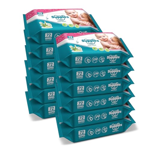 Amazon Brand - Supples Baby Wipes | 864 Wipes | 72 Wipes x 12 Pac...