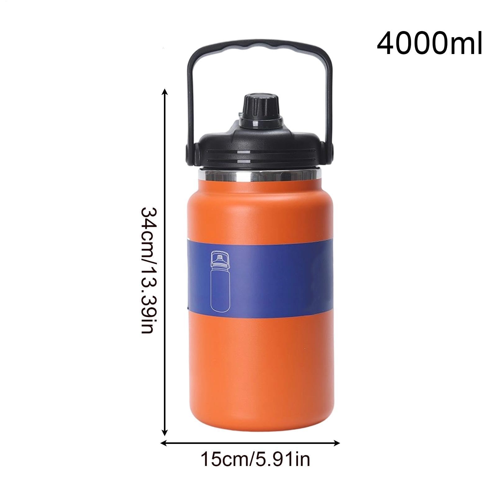 Borracce In Acciaio Inossidabile Borraccia Termica da 4 litri | Bottiglie D'Acqua Inossidabili per Palestra, Escursionismo, Scuola, Viaggio, Campeggio, Ciclismo, Sport, All'aperto,