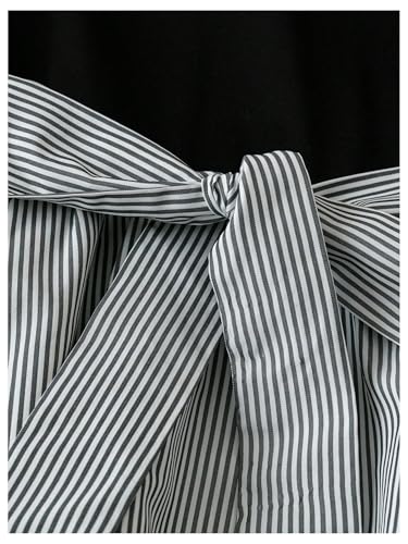 SOLY HUX Women's Plus Size Striped Dress V Neck Ruffle Cap Sleeve A Line Flowy Belted Summer Short Dresses4