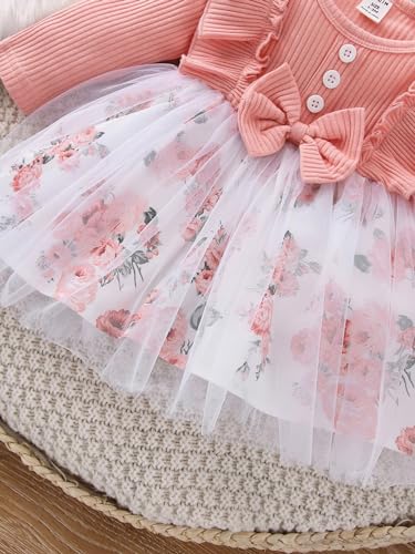 Image of OMALI Baby Girl Dungry Dress | Long Sleeve | Infant Casual Dress | Ruffle Print Clothes