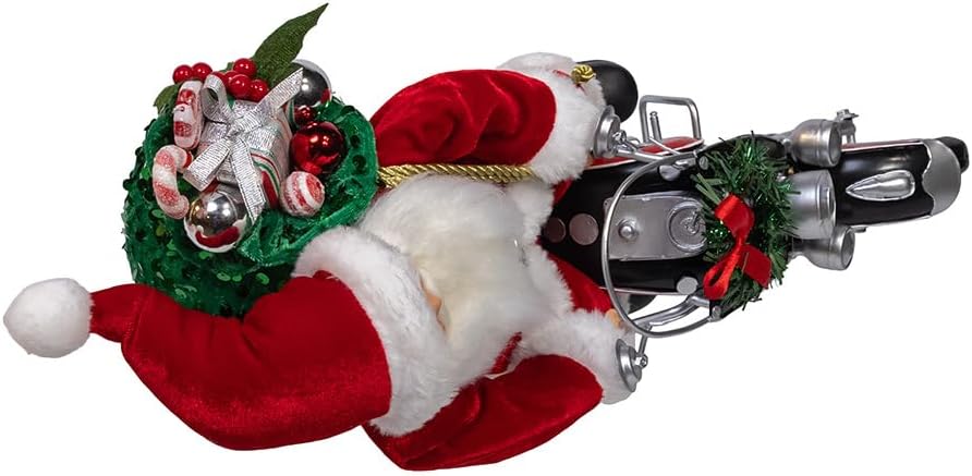 Kurt Adler Whimsical 14" Kringles Motorcycle Santa with Giftbag