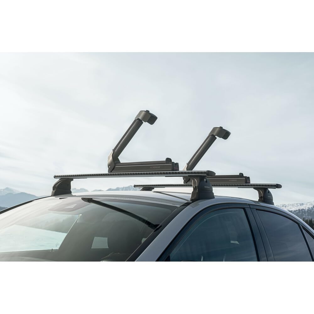 NORDRIVE N40012 Nordic-King Evo Aluminium NK-40, portasci per Barre da Tetto - Nero