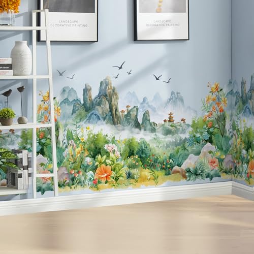 Vinilo decorativo de paisaje natural estilo chino 3D miniatura 3