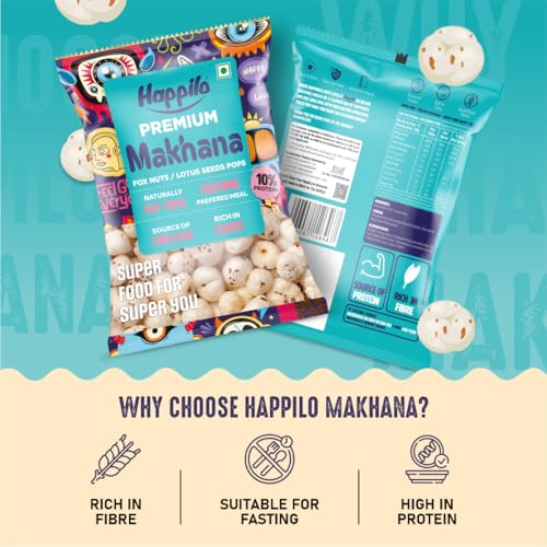 Image of Happilo Premium All Natural Fox Nuts (Phool Makhana) 100g (Pack of 5) | Lotus Seeds, Gorgon Nuts, Puffed Kernels, Hand-Picked