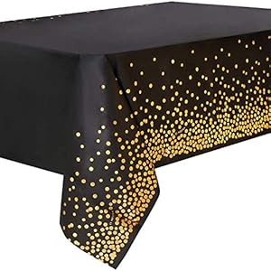4 Stuks Zwart en Goud Feesttafelkleed Wegwerp Feestbenodigdheden voor Rechthoek Tafel, Gouden Stip Confetti Tafel Hoes…