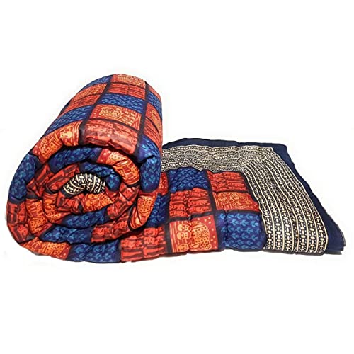SVT Rajasthani Traditional Jaipuri Single Razai/Quilt/Blanket/ac Comforter (Multi Blue, Single)