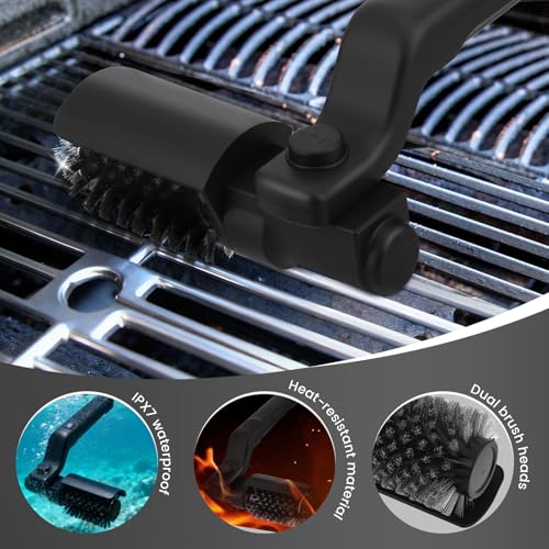 Brosse à barbecue électrique à piles avec tête réglable à 180° - 8