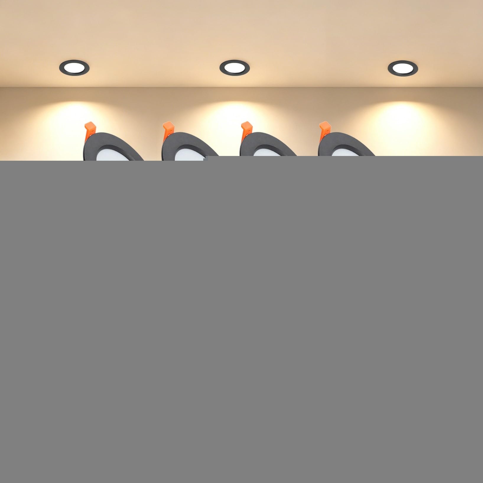 VOGHMOLD 9W Ultra Slim LED Downlight Recessed Ceiling Light 3.5 inch, 3000K Spot Lights Black Aluminum Trim, Cut Φ90-100mm, AC110-240V Panel Lighting for Office Hallway Closet, 16 Pack