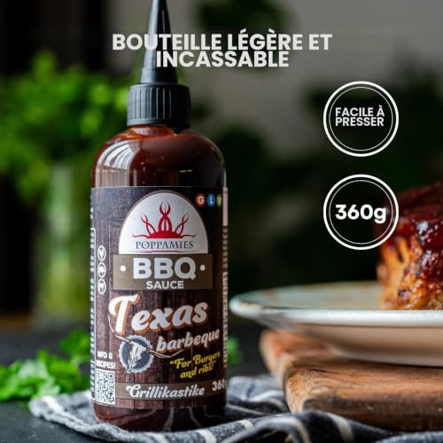 Sauce barbecue Poppamies Texas Barbeque – Saveur fumée et acidulée, parfaite pour les grillades, les trempettes et les marinades – Sans gluten, végétalienne – 360 g – vue 6