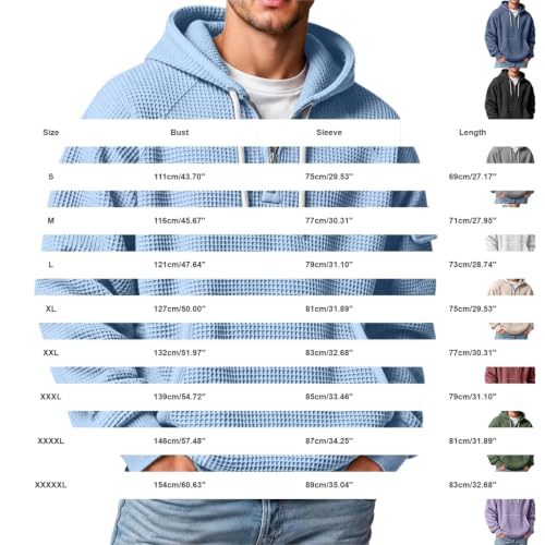 ENCURKUS Mens Quarter Zip Pullover Cozy Waffle Knit Long Sleeve Sweatshirts | Big and Tall Hoodies for Men,Oversized Long Sleeve Drawstring Pullover Tops,Fall Winter Loose Fit Travel Going Out Streetwear - image 4