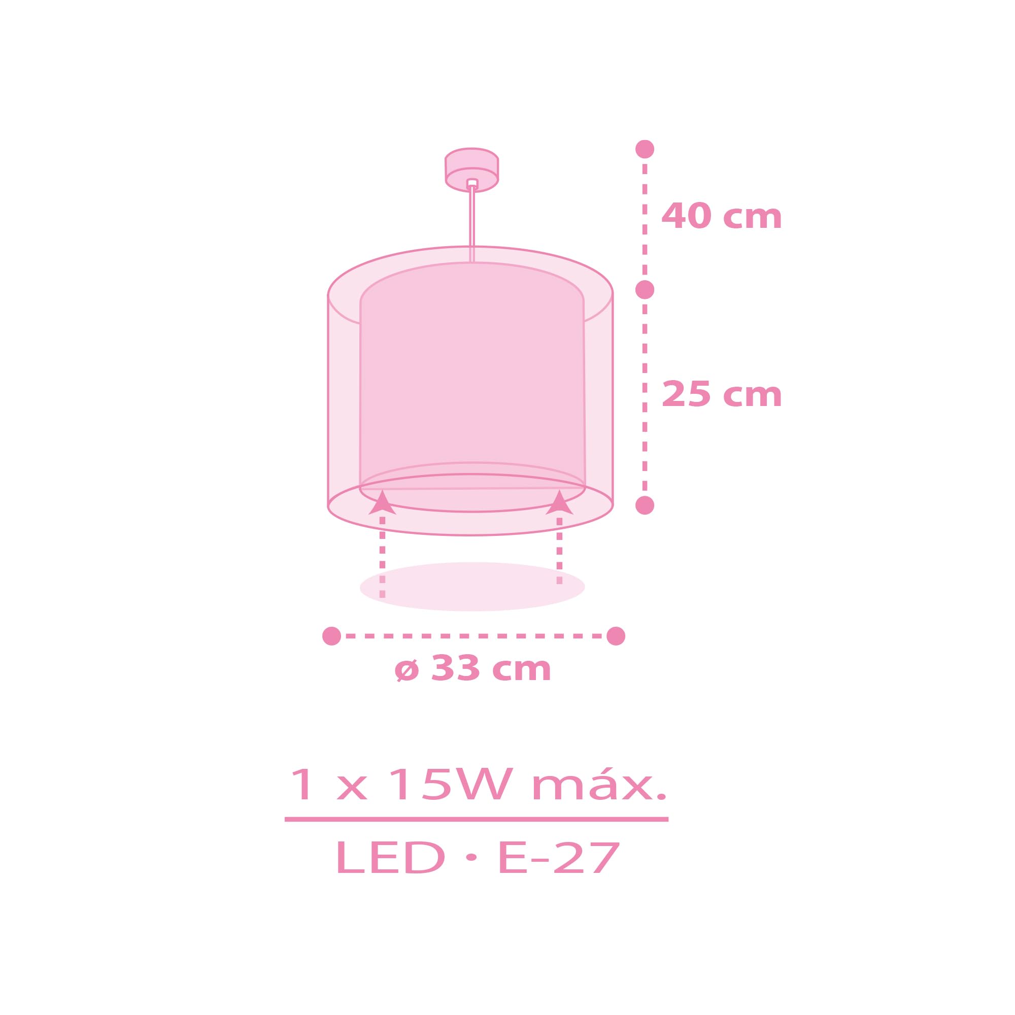 Dalber Lámpara Techo Colgante Infantil Hello Kitty & Friends 41252 E27 | Incluye difusor de luz inferior extraible; Habitación niñas; lámparas infantiles.