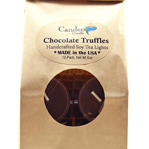 Chocolate Truffles Scented - Soy Tealight Candles, 12 Pack - Brown Tealight Candles - Highly Scented - Made With Soy Wax - Handmade In The Usa - Candeo Candle - Food Scents #TOP4