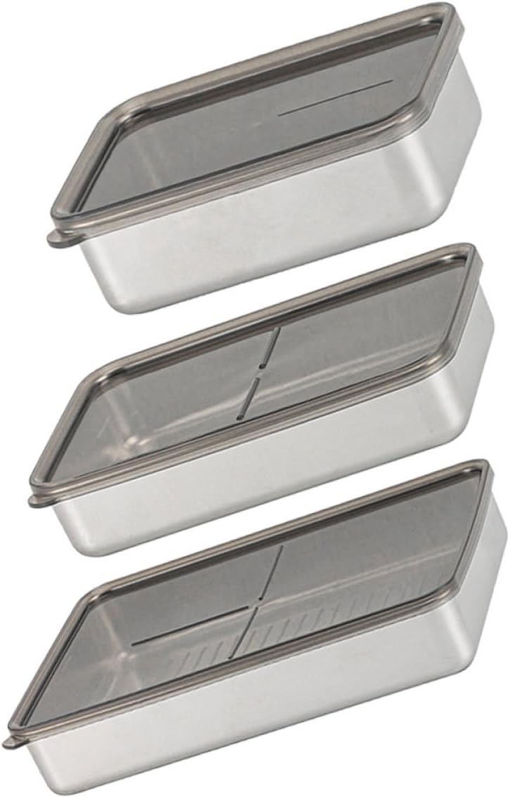 3pcs Kitchen Food Storage Containers Set with Lids, 304 Stainless Steel Refrigerator Storage Boxes for Fruits, Dumplings, and Chilled Food – 400ml, 800ml, 2000ml Airtight Fridge