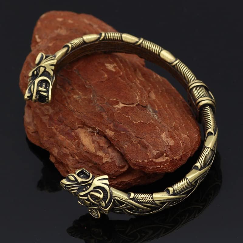 Miniatura 5 de Pulsera de brazo vikingo nórdico para hombre, con cabeza de lobo Fenrir