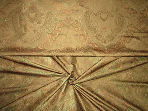 Taffetas de soie jacquard réversible damassé marron doré tissu noble