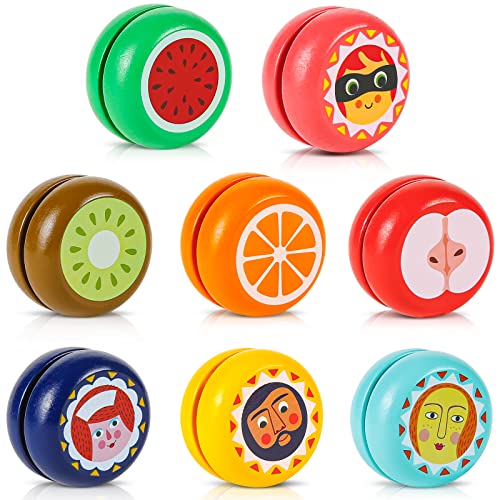 Yoyo de Madera, Sterneer Yoyos Juguetes de Madera para Niños, Idea Genial para Regalos Cumpleaños Niños Clase, Comuniones, Bodas (C-8 Pcs)