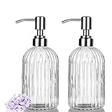 ★【Elegantes Design】Dieser stilvolle rutschfeste Glasseifenspender mit geometrischem Muster. Dank universalem Design passt er zu jeder Einrichtung. Seifenspender ist ein ideales Geschenk für die Hausdekoration.