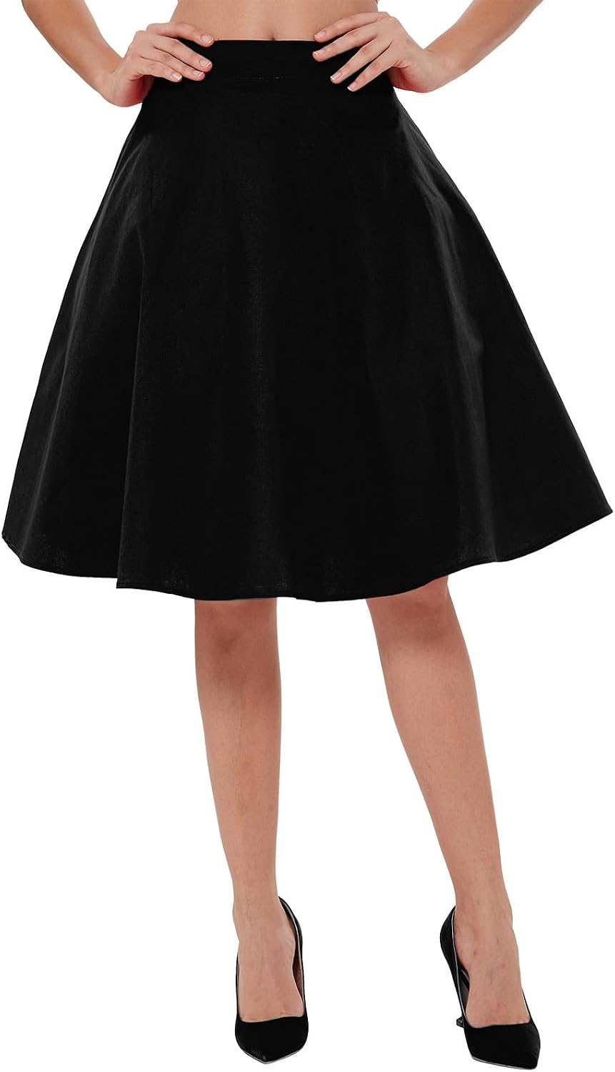 KILLREAL Women's Vintage Knee Length Flare Floral A Line Pleated Skirt