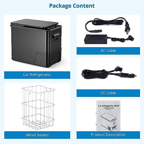 Image of 12V Car Refrigerator, Portable Refrigerator Freezer 42QT /39L, Electric Fridge Cooler with Dual Fridge Freezer Zone, 12 /24V, Car Fridge for Truck RV