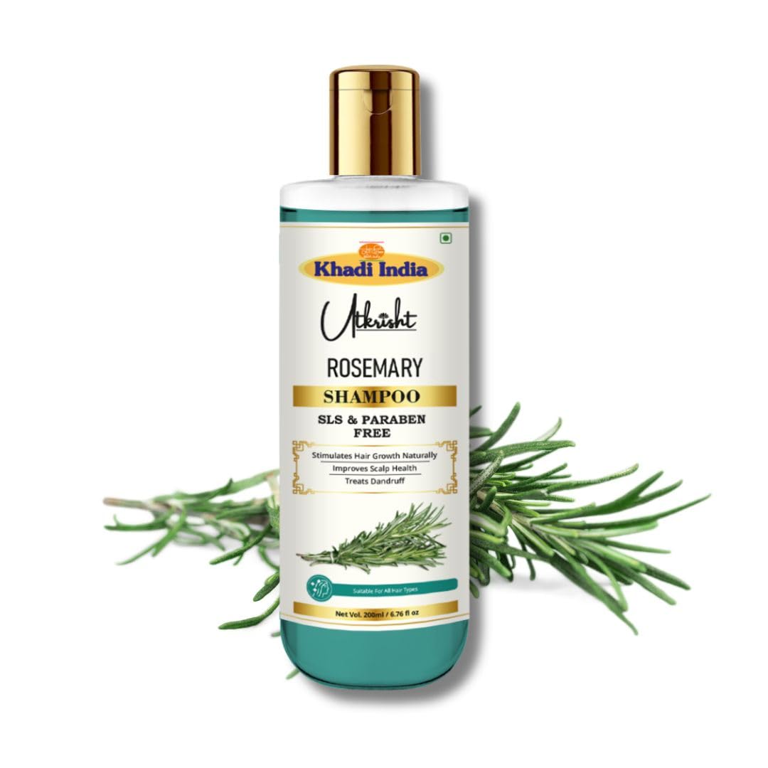 Khadi Utkrisht Rosemary Shampoo 200ml | Natural & Herbal Anti Dandruff Shampoo | Hair Fall Control & Itchy, Oily Scalp Care | Paraben & Sulphate Free | For Men & Women | Suitable for All Hair Types