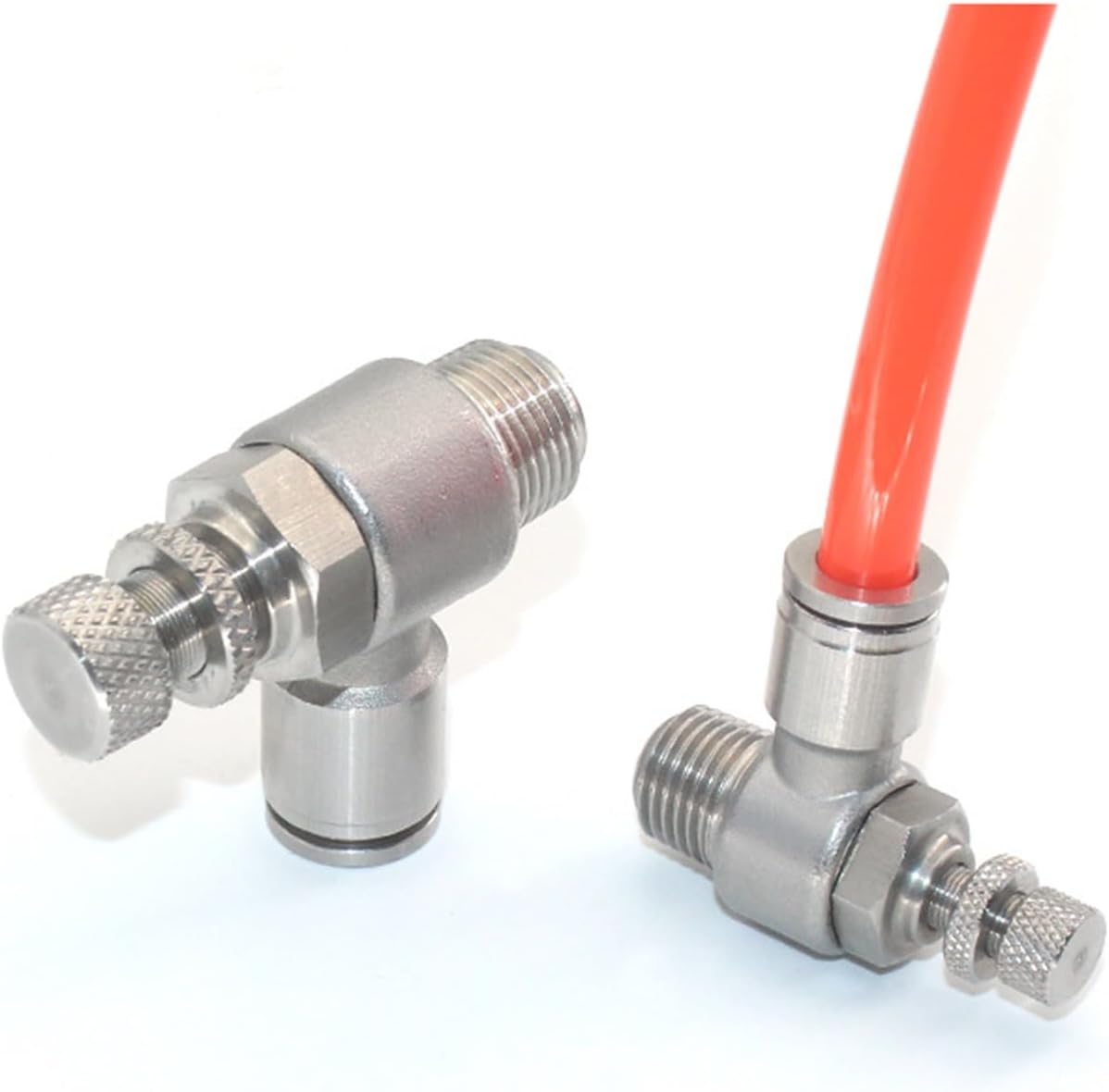 Pipe Fitting Air Hose Quick Fitting Flow Speed Control Valve Stainless Steel Pneumatic Fitting Throttle Valve 2Pcs(JSC6-04)