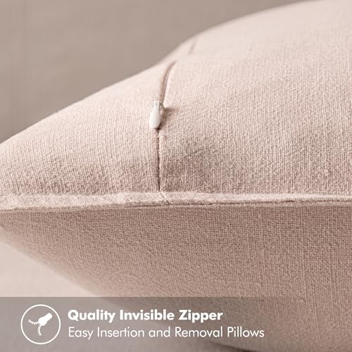 Image of MIULEE Decorative Linen Pillow Covers 18x18 Inch Light Pink Boho Farmhouse Neutral Valentine Spring Couch Throw Pillows for Bed Pack of 2 Accent Modern Pillowcase Sofa Livingroom Home Decor