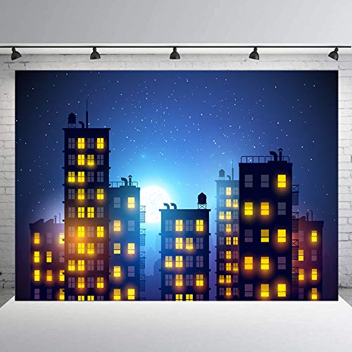 RUINI Super Hero City Backdrop Starry Sky Super Hero City Decor B...