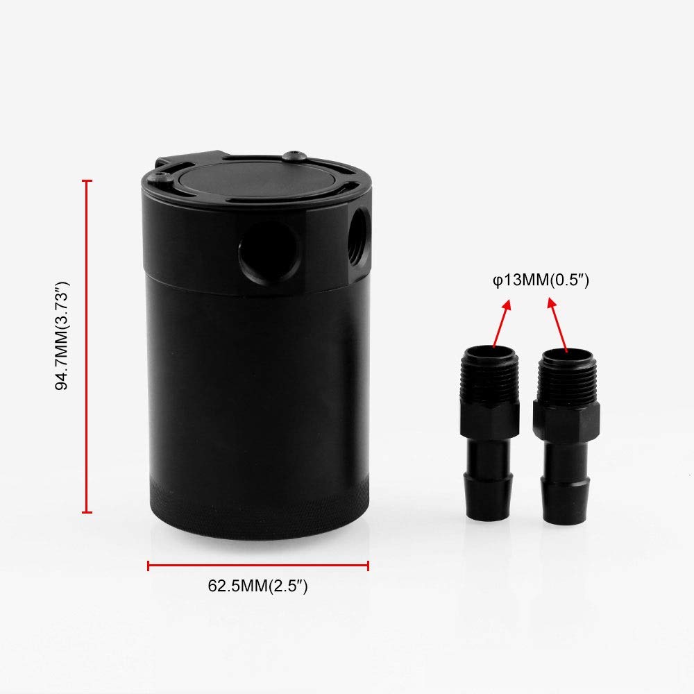 DollaTek High Double Passage Black Polish Baffled Automobile exhaust pipe aluminum tank with air filter for recovering old oil aluminum refrigerant tank