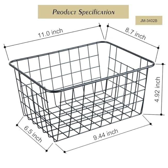 Wire Kitchen Storage Basket 5 Packs,Perfect Pantry Organization Accessories Basket,Laundry,Countertop Organization,Suitable for Kitchen,Bathroom,Bedroom,Tabletop,Stackable,Black