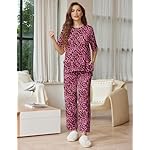 Ekouaer Lounge Sets for Women Short Sleeve Tops and Long Pants Soft Comfy Pajamas Set 2 Piece Outfits S-XXL - Image 3