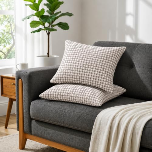 Image of STITCHNEST 'Nomad Weave Collection' Cushion Covers 16 x 16 Inches Set of 2 - Elegant Jacquard Fabric, Washable & Durable for Modern Living