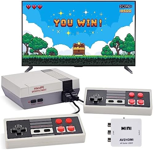 HAndPE Retro Classic Mini Game Console Childhood Game Consoles Built-in 620 Game(Some are Repeated) Dual Control 8-Bit Handheld Game Player for TV Video Bring Happy Childhood Memories (HDMI/AV)…