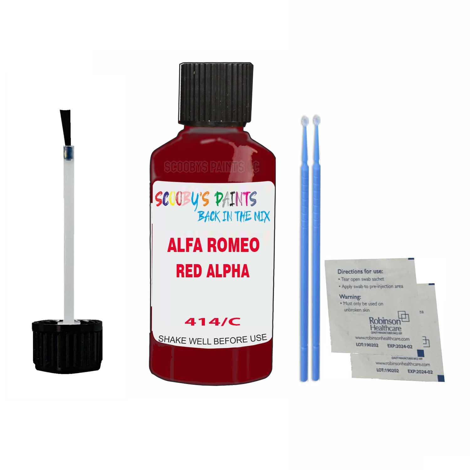 Scoobys Paints Back In The Mix Red Alpha Touch Up Paint For Alfa Romeo Giulia 414/C 2015-2022 30Ml Bottle Brush Scratch Stone Chip Repair Pen