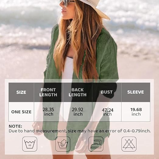 Image of CoCozy Bathing Suit Cover Ups for Women, Long Sleeve Swimwear Button Down Shirt Dress Swimsuit Bikini Beach Cover Up 2026, Army Green