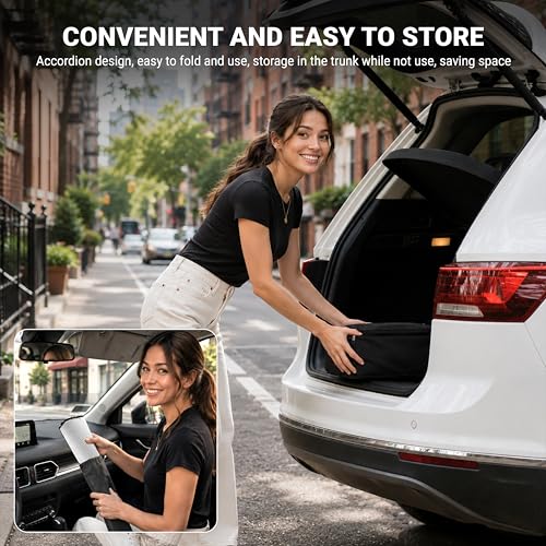 Image of EcoNour Foldable Sun Shade Fit for Dodge Ram 1500 2019-2024 2025 2026 | Accordion Windshield Sun Shade, Front Car Window Shades Sun Visor, Blocks UV Rays & Heat, Car Accessories