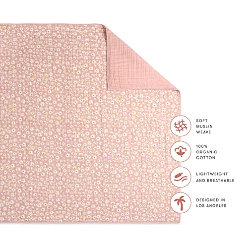 Image of Babyletto 100% Organic Cotton Quilt, GOTS-Certified, 3-Layers of Ultra-Soft and Breathable Muslin - Daisy
