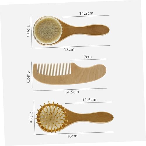 Miniatura 2 de Juego de peine de masaje infantil Cepillo de pelo recién nacido Cepillo de pelo de madera Peine para tapa de cuna