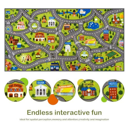 STARUIA Washable Kids Play Rug for Playroom, Boys Car Rug for Kids Toy Cars Have Fun Safely, Non-Slip Educational City Road Rugs Carpets for Kid Room Bedroom, 60" x 32" - Image 5