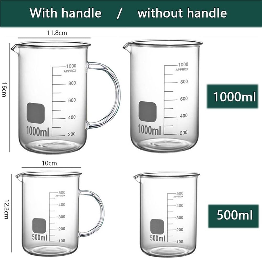 Zlewka szklana 500 ml 1000 miarka ze szkła borokrzemowego z uchwytem do kuchni laboratoryjnej(1000ml no handle)