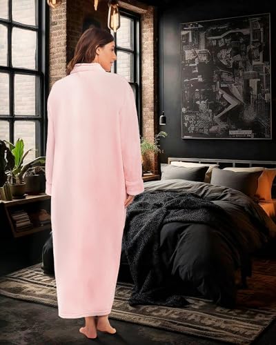 Image of Alexander Del Rossa Long Zip Up Robes, Plush Zipper Robes for Plus Size, Housecoats Zipper Front