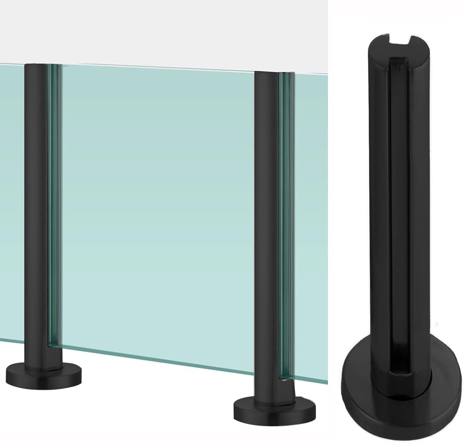 Poteau de balustrade noir anticorrosion 95 cm pour garde-corps