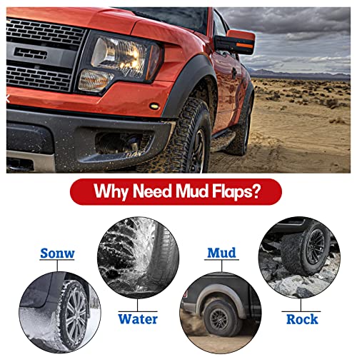 Image of BDFHYK Mud Flaps Splash Guards Mudguards Mudflaps Compatible with Ford F250 F350 F450 F550 Super Duty Without Fender Flares (1999-2010), 4PCS Front & Rear Side