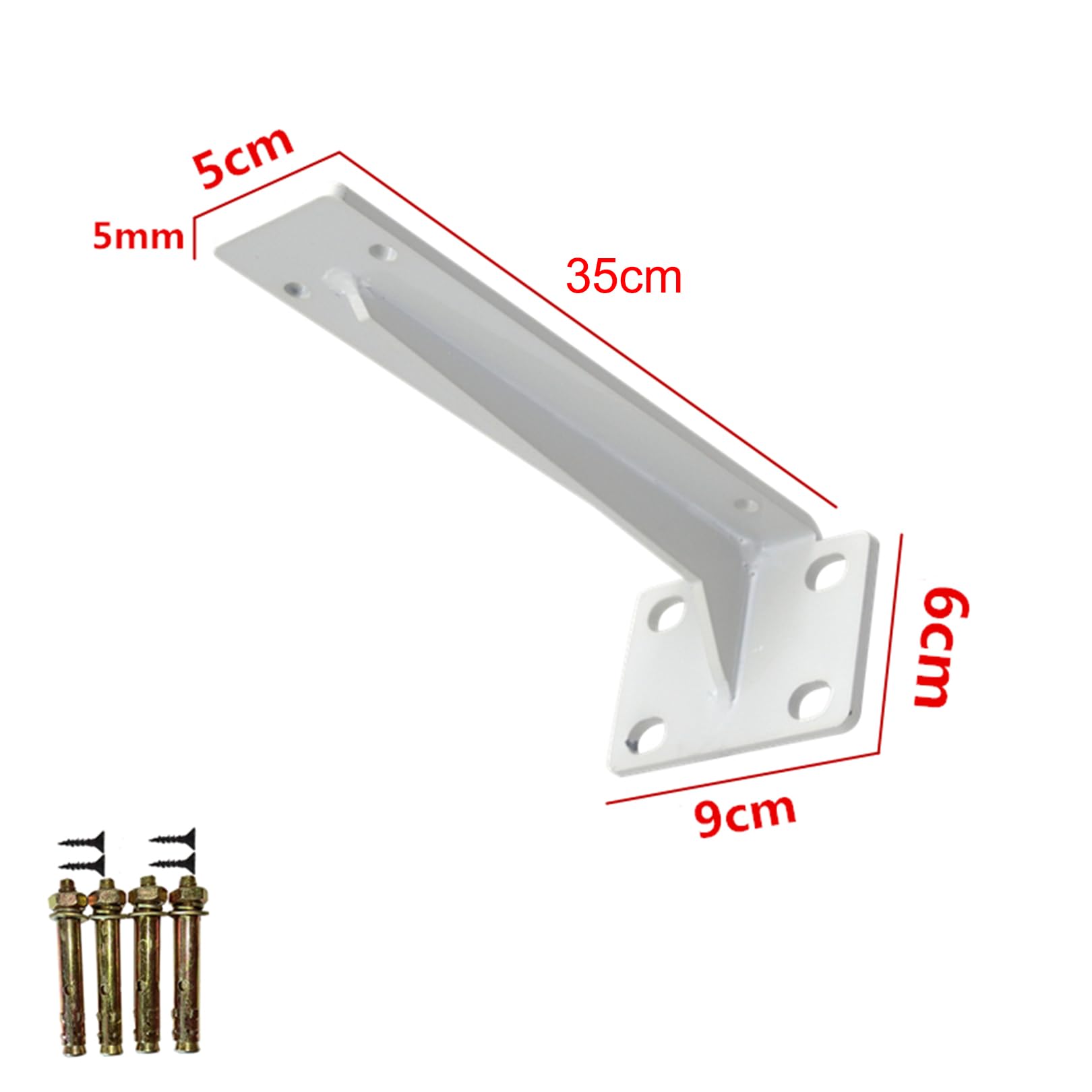 2 Piezas Soportes para Estantes de Pared,Escuadra para Estanterías de Metal,Soporte para Estanterías de Hierro,para Decoración Estar,Cocina,Dormitorio,Con Tornillos (35cm,Blanco)