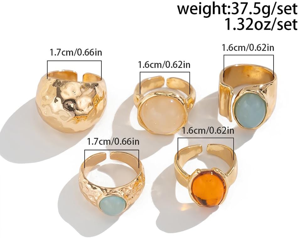 Dainty Crystal Gold Knuckle Ring Stackable Set for Women Non Tarnish, Statement Chunky Zircon Silver Midi Finger Thumb Rings Vintage Y2k Party Jewelry Gifts - Image 2