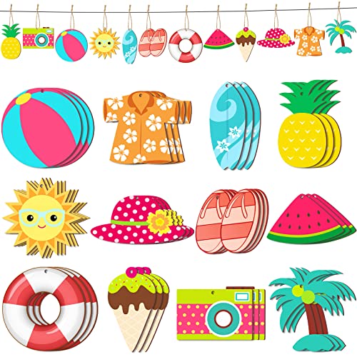36-Pieces-Summer-Ornaments-for-Tree-Hawaiian-Tree-Decorations-Summer-Wood-Hanging-Ornaments-Hawaiian-Beach-Wooden-Pendant-Decorations-with-String-and-Holes-for-Luau-Party-Supplies 36 Pieces Summer Ornaments for Tree Hawaiian Tree Decorations Summer Wood Hanging Ornaments Hawaiian Beach Wooden Pendant Decorations with String and Holes for Luau Party Supplies