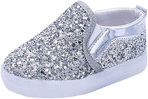 Zapatillas para Bebés Calzado Niños Lentejuela de imitación Luminoso LED Suave Terciopelo Botas Zapatilla de Deporte Zapatos Sneakers con Luces ZARLLE
