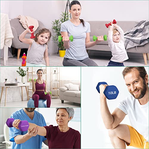 Pone First Dumbbell Hand Weight Pairs – Neoprene Dumbbell Exercise & Fitness For Home Gym Equipment And Adjustable Dumbbell Sets–Non-Slip, Color Coded Hex Shaped Free Weights For Women,Men 2Lb 3Lb 5Lb 8Lb 10Lb Pounds #TOP6