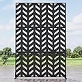 Casaphoria Metal Privacy Screen Outdoor, 72" H x 47" W Freestanding Decorative Privacy Screen for Patio Deck Balcony Garden with Stable Base, Black-Keith
